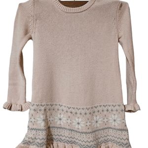ADRIENNE VITTADINI BAMBINI Pink Knit  Dress W/ White And Gray Snowflakes 2T